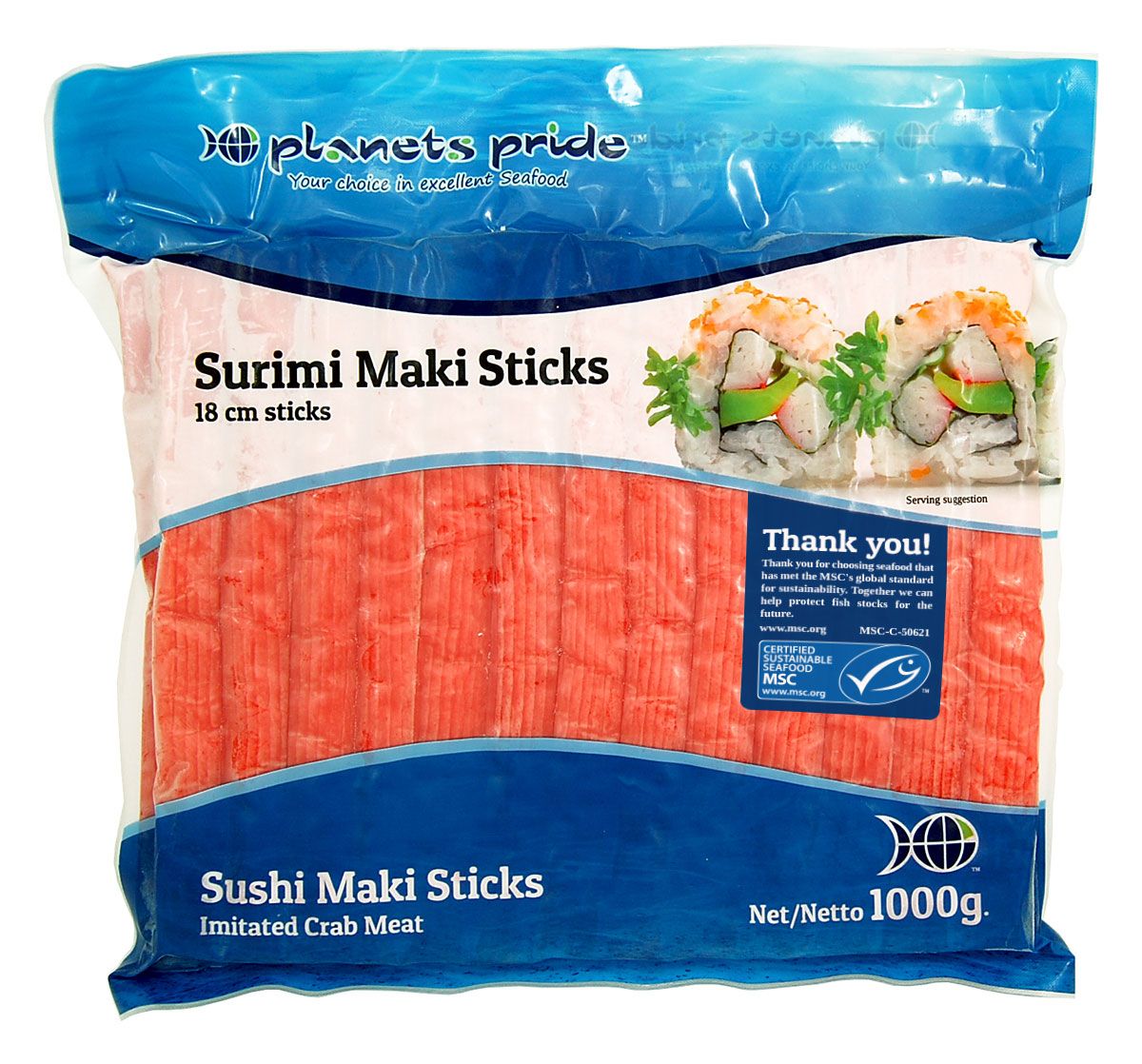 FROZEN SURIMI STICKS 18 CM MSC