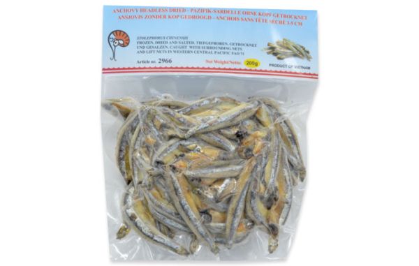 FROZEN ANCHOVY HEADLESS DRIED & SALTED 3-5 CM