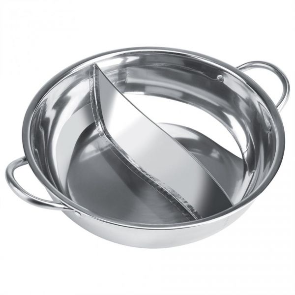 STAINLESS STEEL 2 COMPARTMENT FONDUE PAN 26 CM